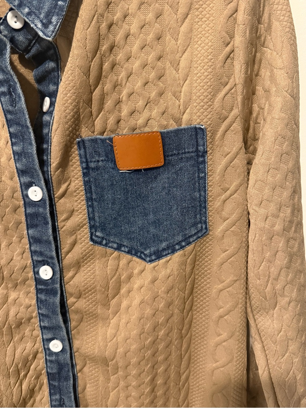 #235 ⭐️ DENIM TRIM CABLE KNIT - Picture 3 of 5
